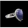 Image 1 : 6.32ct Tanzanite and Diamond Ring - 14KT White Gold