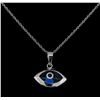 Image 2 : Evil Eye Pendant With Chain - 14KT White Gold