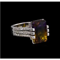 7.55ct Ametrine and Diamond Ring - 14KT White Gold