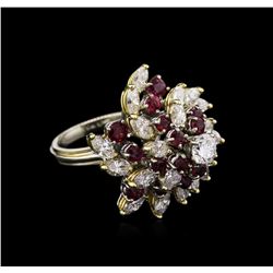 3.20ctw Ruby and Diamond Ring - 14KT Two-Tone Gold