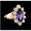 Image 1 : 14KT Rose Gold 3.48ct Tanzanite and Diamond Ring