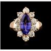 Image 2 : 14KT Rose Gold 3.48ct Tanzanite and Diamond Ring