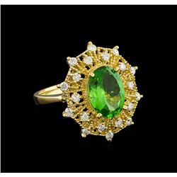 3.1ct Tsavorite and Diamond Ring - 14KT Yellow Gold