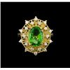 Image 2 : 3.1ct Tsavorite and Diamond Ring - 14KT Yellow Gold