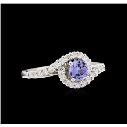 0.50ct Tanzanite and Diamond Ring - 14KT White Gold