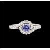 Image 2 : 0.50ct Tanzanite and Diamond Ring - 14KT White Gold