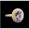 Image 1 : 4.03ct Tanzanite and Diamond Ring - 14KT Yellow Gold