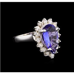 2.85ct Tanzanite and Diamond Ring - 14KT White Gold