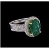 Image 1 : 14KT Two-Tone 3.39ct Emerald and Diamond Ring