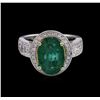 Image 2 : 14KT Two-Tone 3.39ct Emerald and Diamond Ring