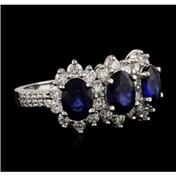 14KT White Gold 3.00ctw Sapphire and Diamond Ring