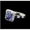 Image 1 : 14KT White Gold 3.49ct Tanzanite, Sapphire and Diamond Ring