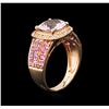 Image 3 : 14KT Rose Gold 1.73ct Morganite, Pink Sapphire and Diamond Ring