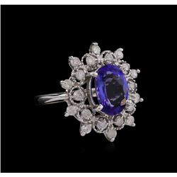 14KT White Gold 3.07ct Tanzanite and Diamond Ring