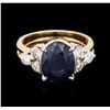 Image 2 : 14KT Yellow Gold 4.06ct Sapphire and Diamond Ring