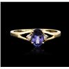 Image 1 : 14KT Yellow Gold 0.93ct Tanzanite and Diamond Ring