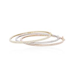 14KT Three-Tone Gold 2.64ctw Diamond Bangle Bracelets