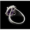 Image 3 : 4.72ct Amethyst and Diamond Ring - 14KT White Gold