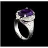 Image 4 : 4.72ct Amethyst and Diamond Ring - 14KT White Gold