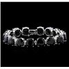 Image 1 : 77.74ctw Blue Sapphire and Diamond Bracelet - 14KT White Gold