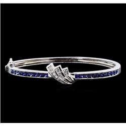 4.00ctw Blue Sapphire and Diamond Bracelet - 18KT White Gold