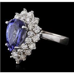 14KT White Gold 3.65ct Tanzanite and Diamond Ring