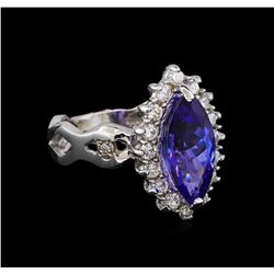 3.00ct Tanzanite and Diamond Ring - 14KT White Gold