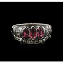 1.00ctw Pink Tourmaline and Diamond Ring - 14KT White Gold