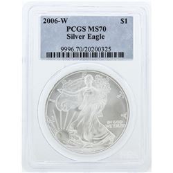 2006-W PCGS Graded MS70 Silver Eagle Silver Dollar