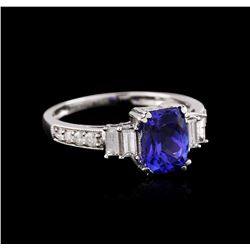 14KT White Gold 1.28ct Tanzanite and Diamond Ring