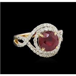 3.15ct Ruby and Diamond Ring - 14KT Yellow Gold