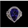 Image 2 : 14KT White Gold 7.40ct GIA Certified Tanzanite and Diamond Ring