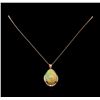 Image 1 : 17.32ct Opal and Diamond Pendant With Chain - 14KT Rose Gold