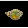 Image 2 : 2.56ct Opal and Diamond Ring - 14KT Yellow Gold