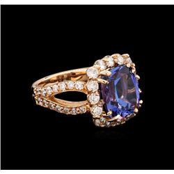 6.12ct Tanzanite and Diamond Ring - 14KT Rose Gold