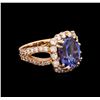 Image 1 : 6.12ct Tanzanite and Diamond Ring - 14KT Rose Gold