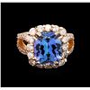 Image 2 : 6.12ct Tanzanite and Diamond Ring - 14KT Rose Gold