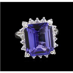 7.92ct Tanzanite and Diamond Ring - 14KT White Gold