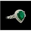 Image 1 : 3.17ct Emerald and Diamond Ring - 18KT White Gold