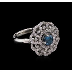 1.19ct Greenish Blue Diamond Ring - 14KT White Gold