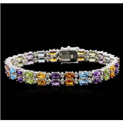 24.00ctw Multi Gemstone and Diamond Bracelet - 14KT White Gold