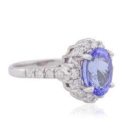 14KT White Gold 3.43ct Tanzanite and Diamond Ring