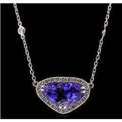 14KT White Gold 5.52ct Tanzanite and Diamond Necklace