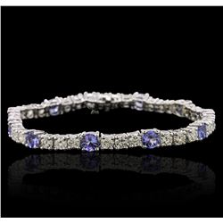 14KT White Gold 5.20ctw Tanzanite and Diamond Bracelet