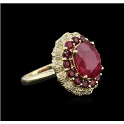 14KT Yellow Gold 5.71ctw Ruby and Diamond Ring