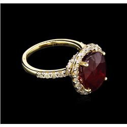 9.77ct Ruby and Diamond Ring - 14KT Yellow Gold