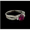 Image 1 : 1.09ct Ruby and Diamond Ring - 14KT White Gold