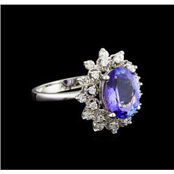 3.11ct Tanzanite and Diamond Ring - 14KT White Gold