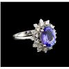 Image 1 : 3.11ct Tanzanite and Diamond Ring - 14KT White Gold
