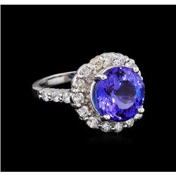 5.52ct Tanzanite and Diamond Ring - 14KT White Gold